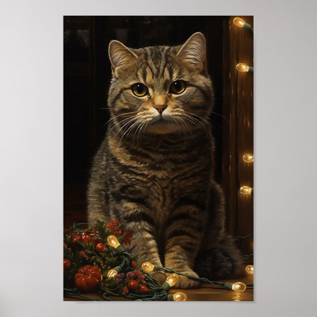 Cute Christmas Cat Poster (Front)