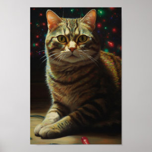 Cute Christmas Cat Poster