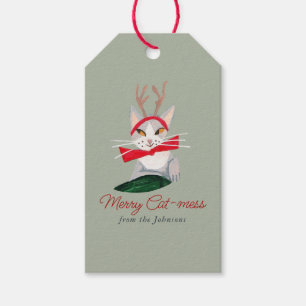 Cute Christmas Cat reindeer Holiday  Gift Tags