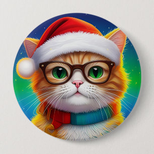 Cute Christmas Cat Santa Claus-68265 4 Inch Round Button