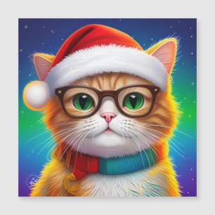 Cute Christmas Cat Santa Claus-68265 Magnetic Invitation