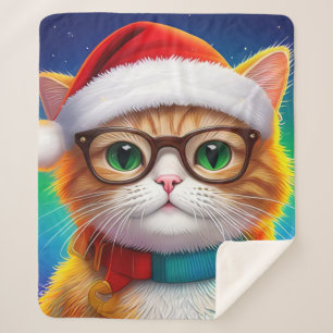 Cute Christmas Cat Santa Claus-68265 Sherpa Blanket