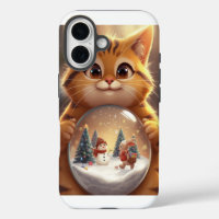 Cute Christmas Cat Snow Globe iPhone Case