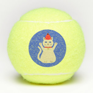 Cute Christmas Cat Tennis Balls