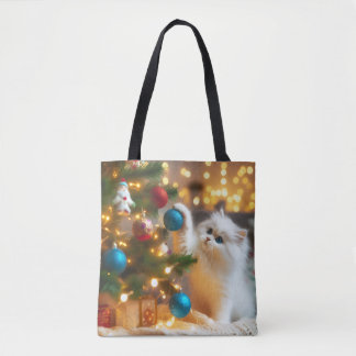 Cute Christmas Cat Tote Bag