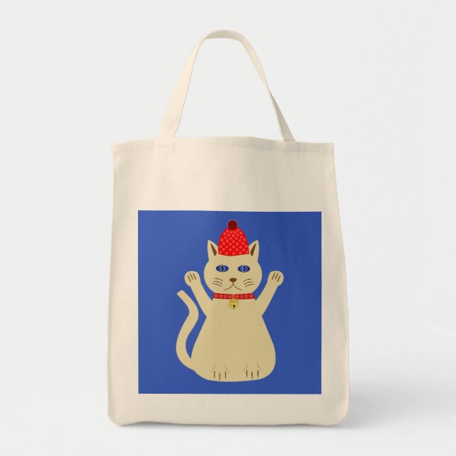 Cute Christmas Cat Tote Bag (Front)