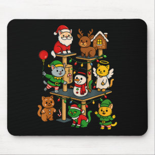Cute Christmas Cat Tree Festive Holiday Design Kit Mouse Pad