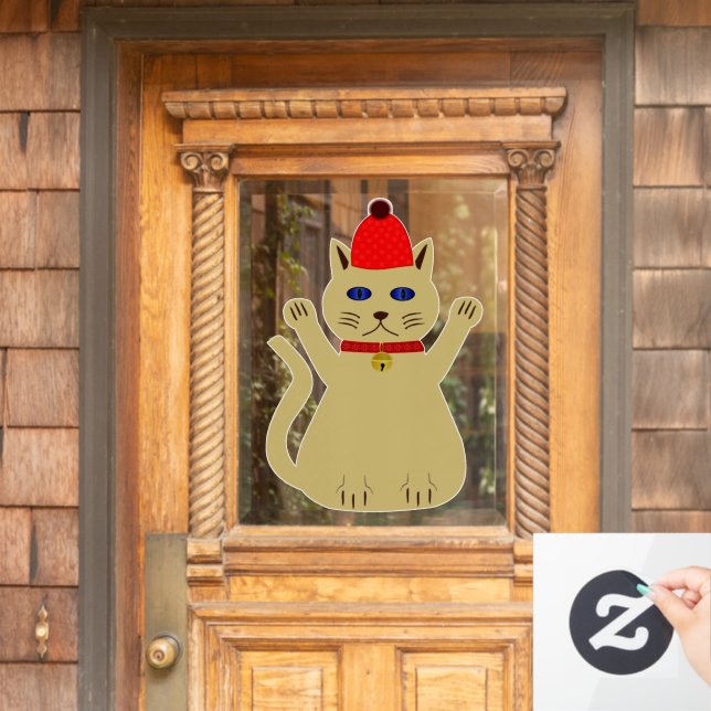 Cute Christmas Cat Window Cling (Home Door)