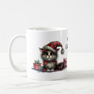 Cute Christmas Cat with Presents Quirky Kitten Coffee Mug