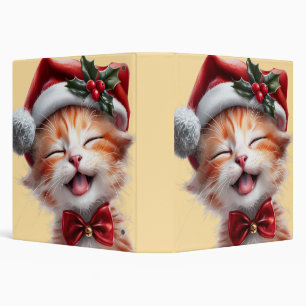 Cute Christmas Cat with Santa Hat and Bow Tie Binder