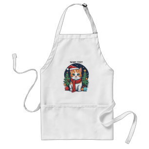 Cute Christmas Cat with Trees Festive  Standard Apron