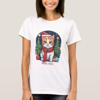 Cute Christmas Cat with Trees Festive 