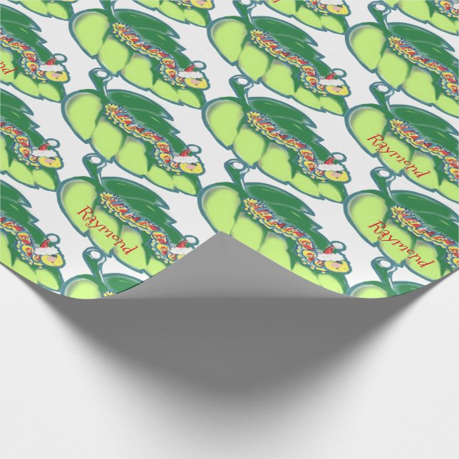 Cute Christmas Caterpillar Pattern Custom Holiday Wrapping Paper (Corner)