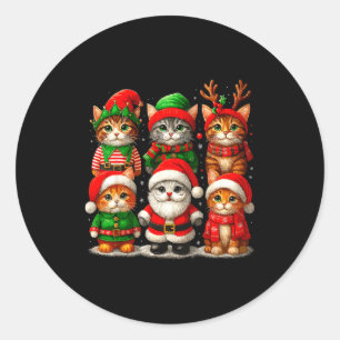 Cute Christmas Cats  Classic Round Sticker
