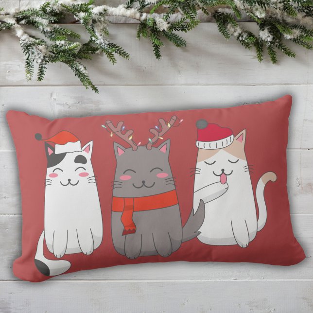 Cute Christmas Cats Custom Lumbar Pillow (Creator Uploaded)