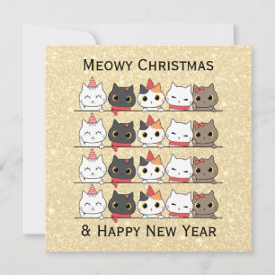 Cute Christmas Cats Faces Meowy Christmas Card