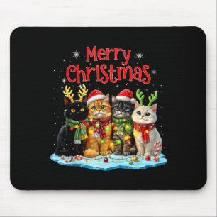 Cute Christmas Cats Funny Xmas Holiday Kitten Love Mouse Pad