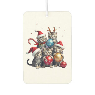 Cute Christmas Cats In Space Ornaments T-Shirt Air Freshener