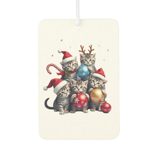 Cute Christmas Cats In Space Ornaments T-Shirt Air Freshener (Front)
