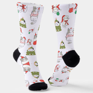 Cute Christmas Cats Pattern – Festive Holiday Desi Socks