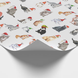 Cute Christmas Cats Pattern Wrapping Paper