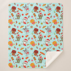 Cute Christmas Cats Sherpa Blanket