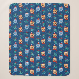 Cute Christmas Cats Sherpa Blanket