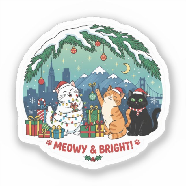 Cute Christmas Cats Sticker (Recto)