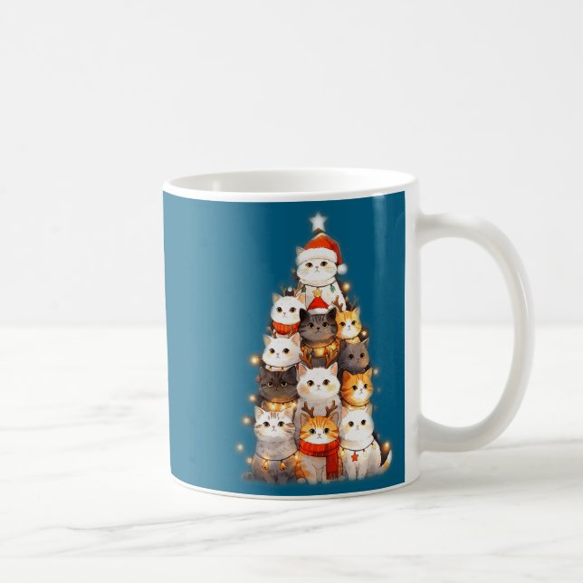 Cute Christmas Cats Tree Lights Holiday Kittens Il Coffee Mug (Right)