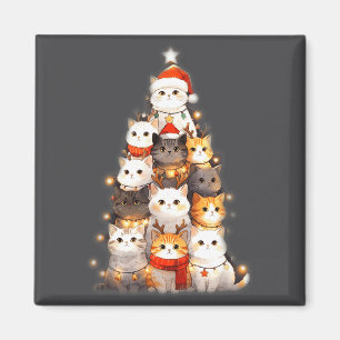 Cute Christmas Cats Tree Lights Holiday Kittens Il Magnet