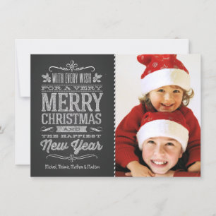 Cute Christmas Chalkboard Photo Template Card