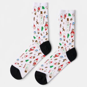 Cute Christmas Characters Holiday Pattern Socks