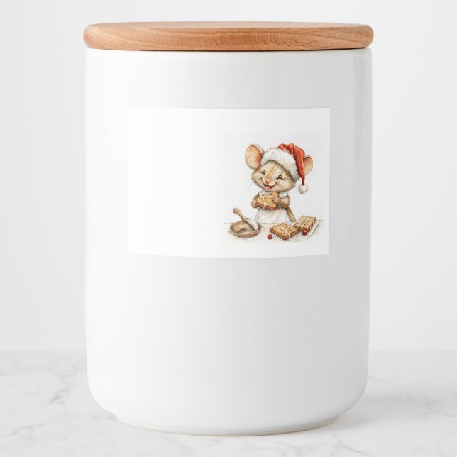 Cute Christmas Chef Mouse Food Label (Front)