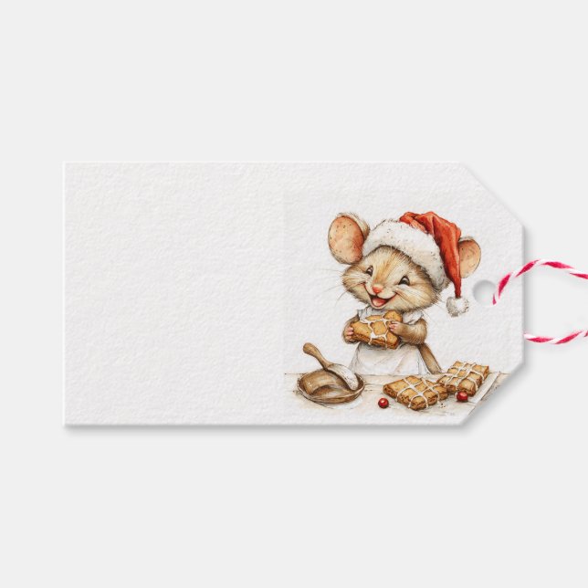 Cute Christmas Chef Mouse Gift Tags (Front (Horizontal))