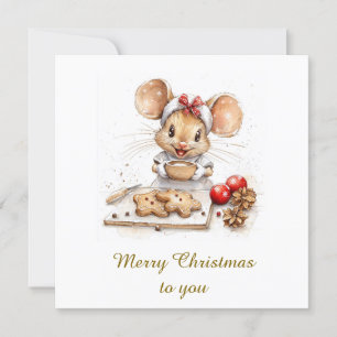 Cute Christmas Chef Mouse Invitation