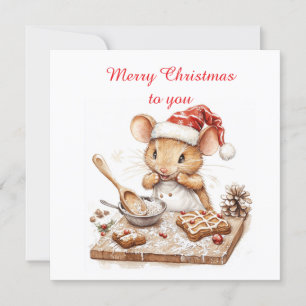 Cute Christmas Chef Mouse Invitation