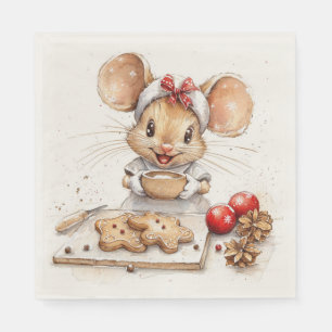 Cute Christmas Chef Mouse Napkin