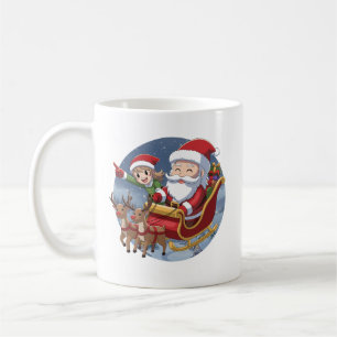 Cute Christmas Chibi Santa and Elf – Holiday Illus Coffee Mug