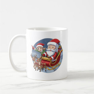 Cute Christmas Chibi Santa and Elf – Holiday Illus Coffee Mug