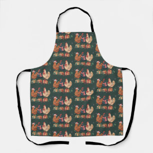 Cute Christmas Chickens Funny Holiday Farm Apron