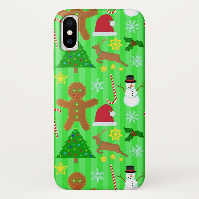 Cute Christmas Collage Holiday Pattern Case-Mate iPhone Case (Back)
