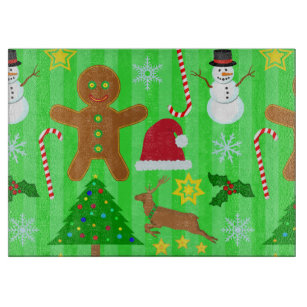 Cute Christmas Collage Holiday Pattern Cutting Board