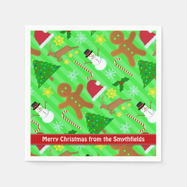Cute Christmas Collage Holiday Pattern Napkin (Front)