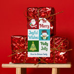 Cute Christmas Collage Santa Snowman Custom Kids Gift Tags<br><div class="desc">This cute custom children's Christmas gift tag features a beautiful collage of all of your favourite holiday staples. Jolly Santa Claus on red, a pretty Christmas tree on green, joyful snowman on blue, and adorable penguin wearing a scarf alongside your personalized text. Customize your own holiday gifts with this festive...</div>