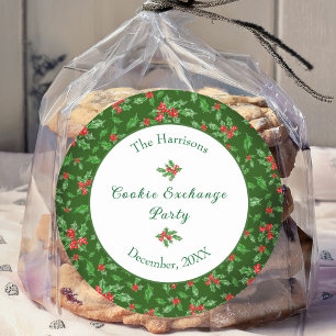 Cute Christmas Cookie Exchange Party Custom Name Classic Round Sticker