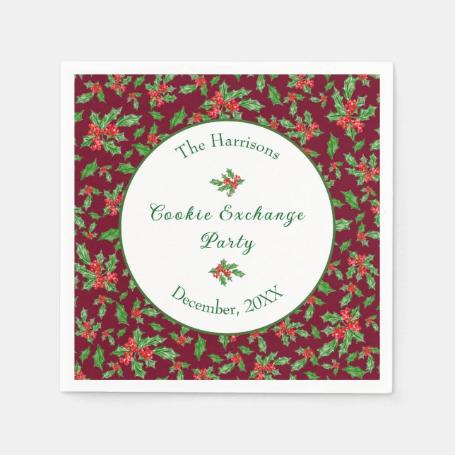 Cute Christmas Cookie Exchange Party Custom Name Napkin (Front)