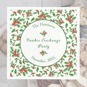 Cute Christmas Cookie Exchange Party Custom Name Napkin