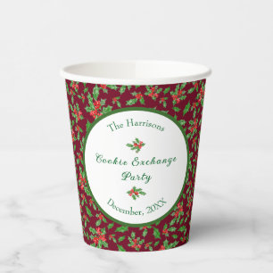Cute Christmas Cookie Exchange Party Custom Name Paper Cups