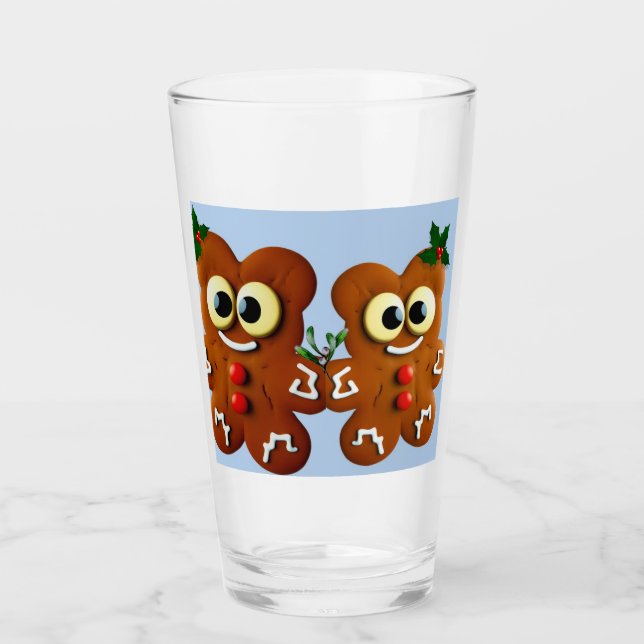 Cute Christmas Cookie Gingerbread Bears Glass (Front)