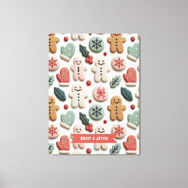 Cute Christmas Cookie Pattern Canvas Print (Front)
